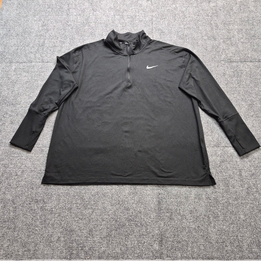 Nike Running Dri-FIT Womens 1X Black Quarter Zip Pullover | Thumbholes